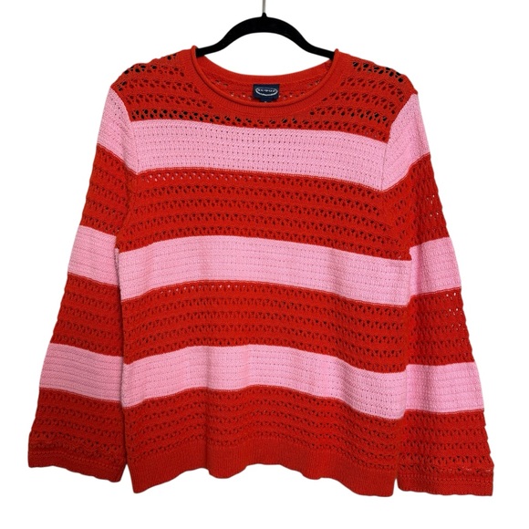 Scoop Crochet Knit Sweater Skirt Set Red Pink Stripe XL Coquette - Picture 2 of 14